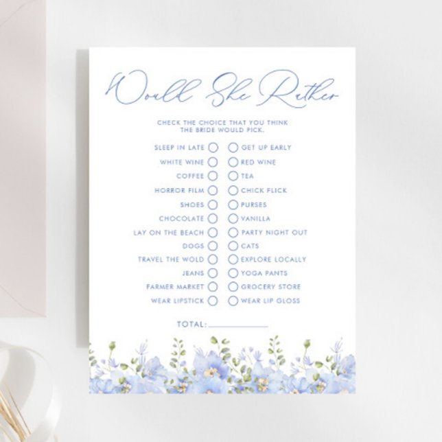 Something Blue Would She Rather Bridal Shower Game (Creator Uploaded)