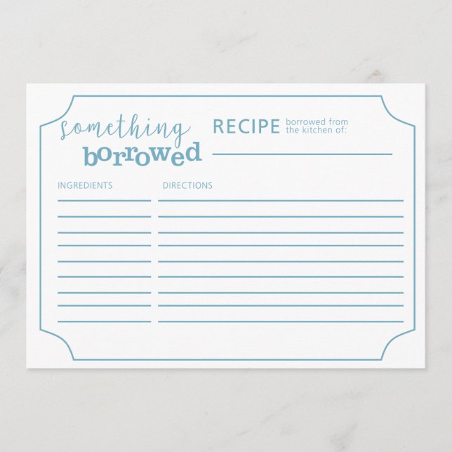 Something Borrowed Bridal Shower Recipe Card (Front)