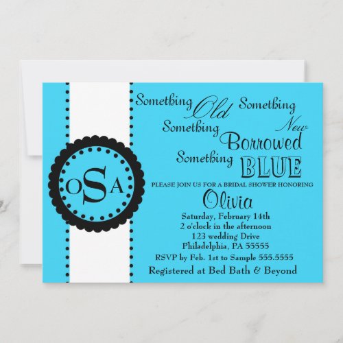 Something Bridal Shower Invitation ( bright blue )