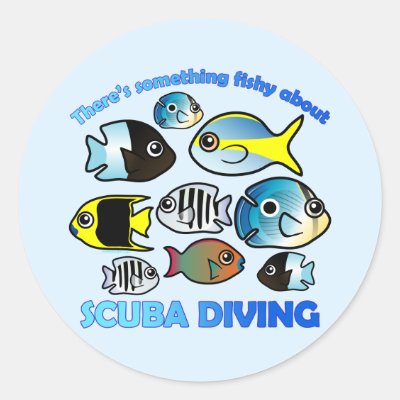 Something Fishy About Scuba Classic Round Sticker
