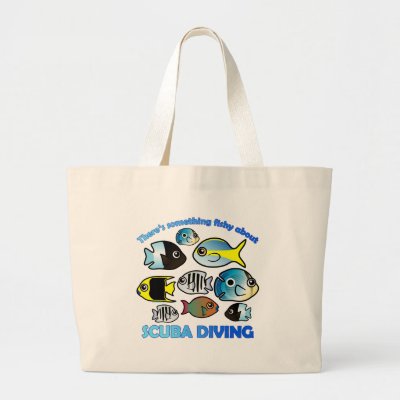 Something Fishy About Scuba Large Tote Bag