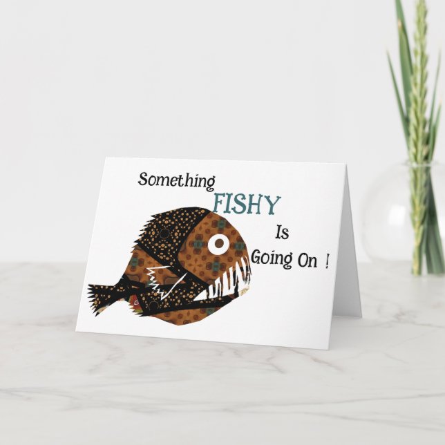 Something Fishy Is Going On  Letterpress Thank You Card (Front)