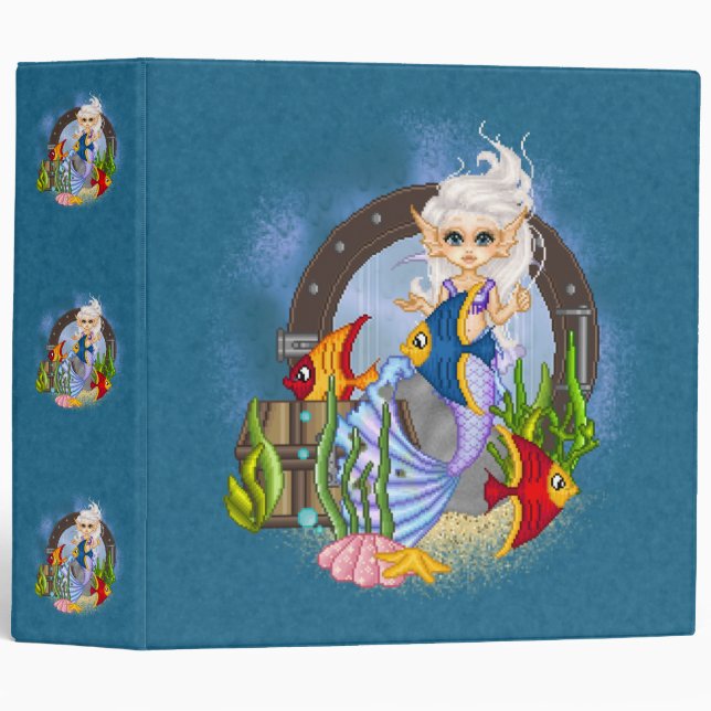 Something Fishy Mermaid Pixel Art Binder (Front/Spine)