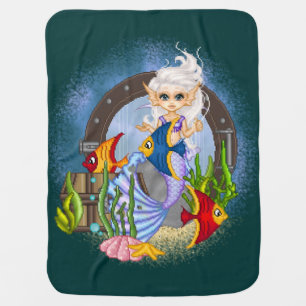 Something Fishy Mermaid Pixel Art Receiving Blanket