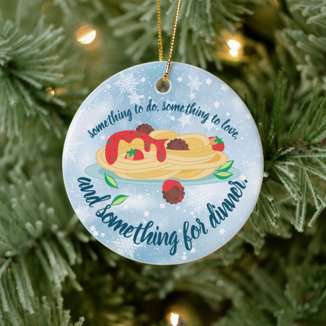 Something for dinner spaghetti foodie Christmas Ceramic Ornament (Tree)