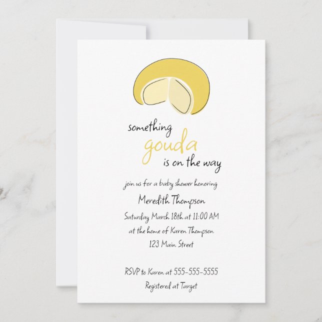 Something Gouda On Way Cheese Wheel Baby Shower Invitation (Front)