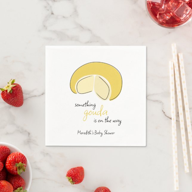 Something Gouda On Way Cheese Wheel Baby Shower Napkins (Insitu)