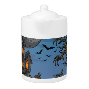 Something Hunting Light Moon Halloween Haunted Zom Teapot