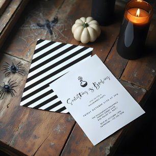 Something Is Brewing Black Minimal Halloween Party Invitation