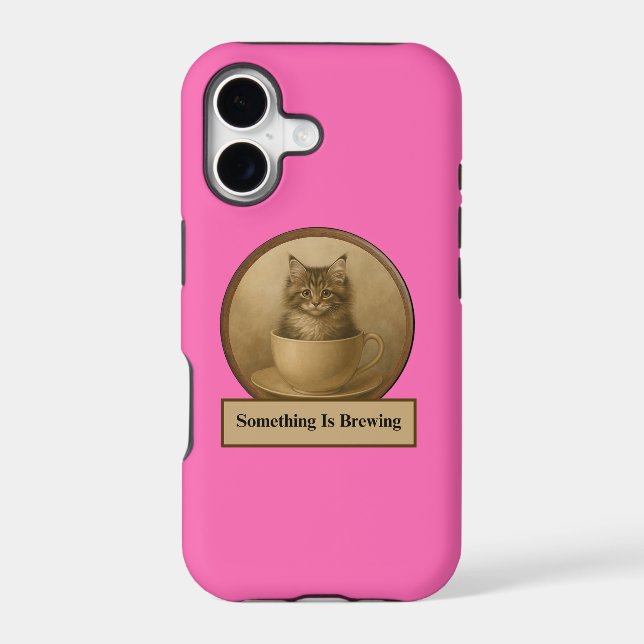Something Is Brewing Kitten Hot Pink iPhone Cases (Back)