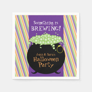 Something is Brewing, Personalized Halloween Party Paper Napkins