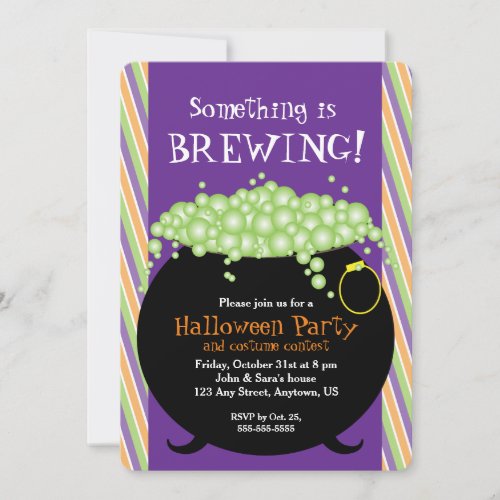 Something is Brewing Witch Pot Halloween Party Invitation