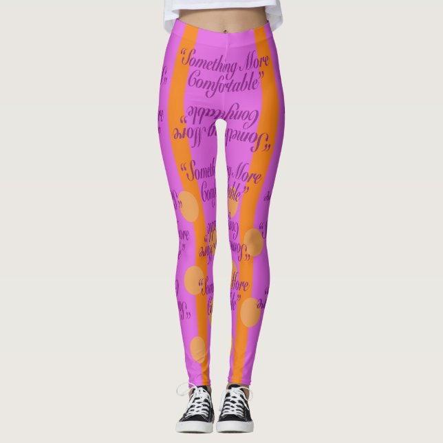 Something More Comfortable Orange Stripes Spots Leggings (Front)