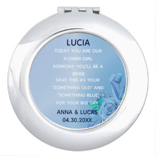 Something Old and Blue Bridesmaid floral Compact Mirror