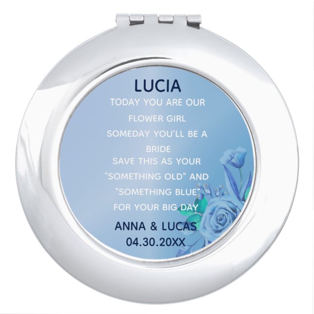 Something Old and Blue Bridesmaid floral Compact Mirror (Front)