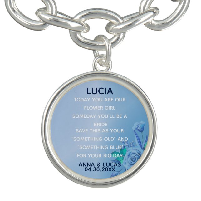 Something Old and Blue Bridesmaid Gift floral Bracelet (Design)