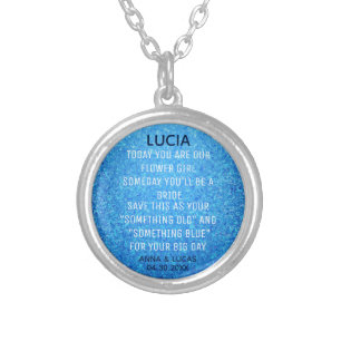 Something Old and Blue Bridesmaid Gift Silver Plated Necklace