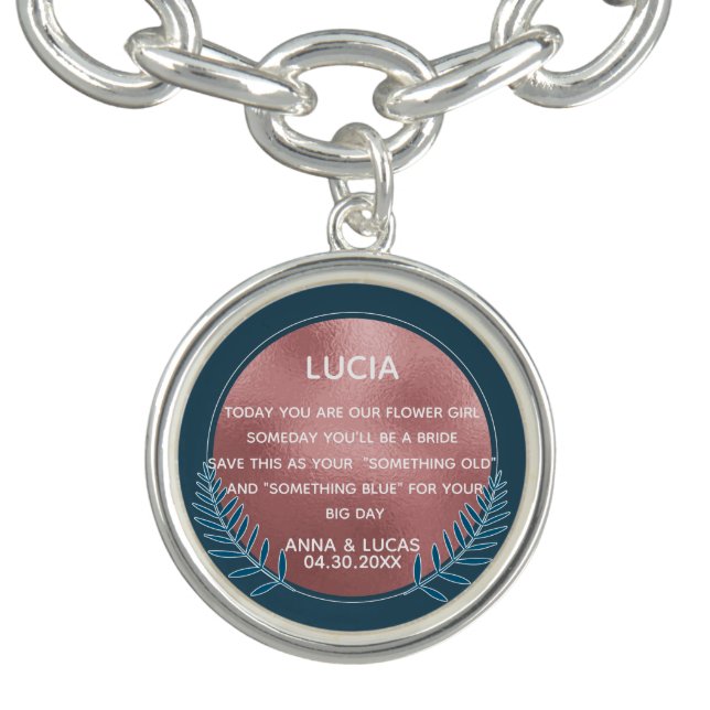Something Old and Blue Bridesmaid rose gold Bracelet (Design)