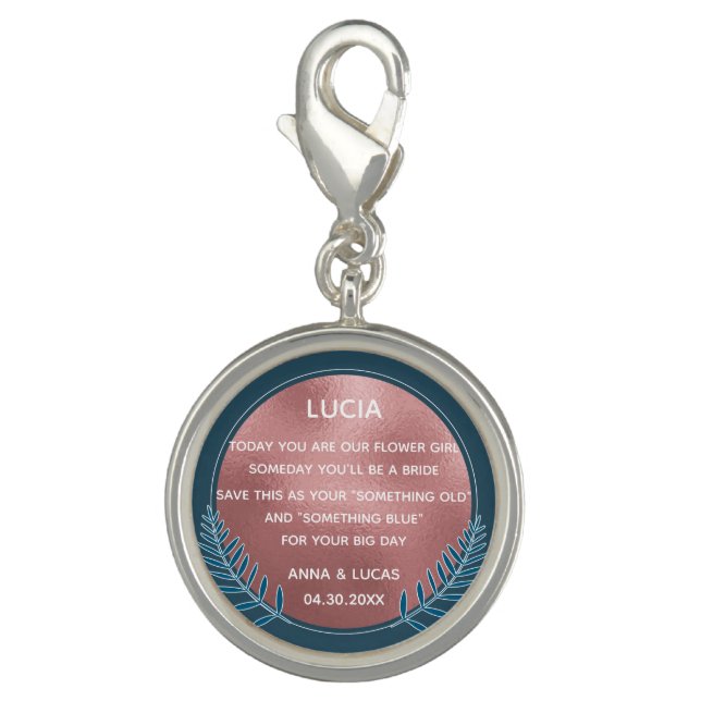 Something Old and Blue rose gol Bridesmaid elegant Charm (Front)