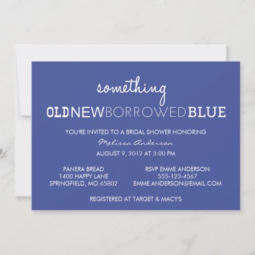 Something Old, New, Borrowed, Blue Bridal Shower I Custom Announcements