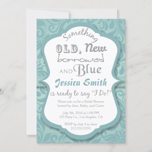 Something Old New Borrowed  Blue Bridal Shower Invitation