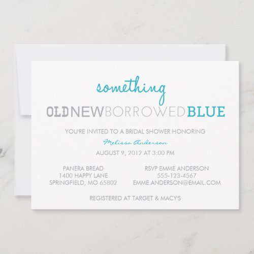 Something Old, New, Borrowed, Blue Invites