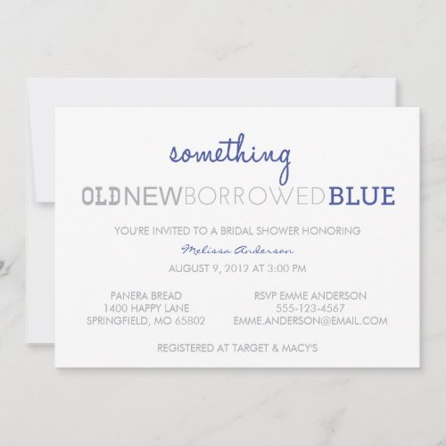 Something Old New Borrowed Blue Invitation