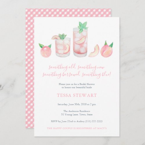 Something old new borrowed blue Peach Tea Shower Invitation