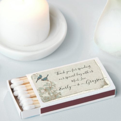 Something Silver Something Blue Lovebird Wedding Matchboxes