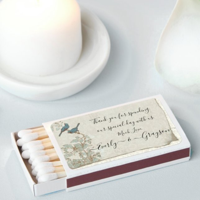 Something Silver Something Blue Lovebird Wedding Matchboxes (Creator Uploaded)