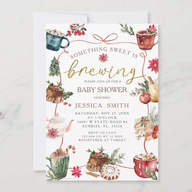 Something Sweet Is Brewing Baby Shower invitation  (Front)