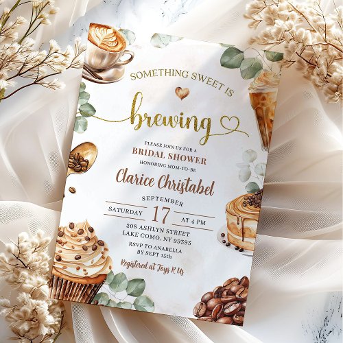 Something Sweet Is Brewing Coffee Bridal Shower Invitation