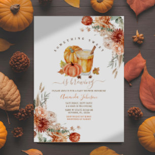 Something Sweet Is Brewing Floral Fall Baby Shower Invitation