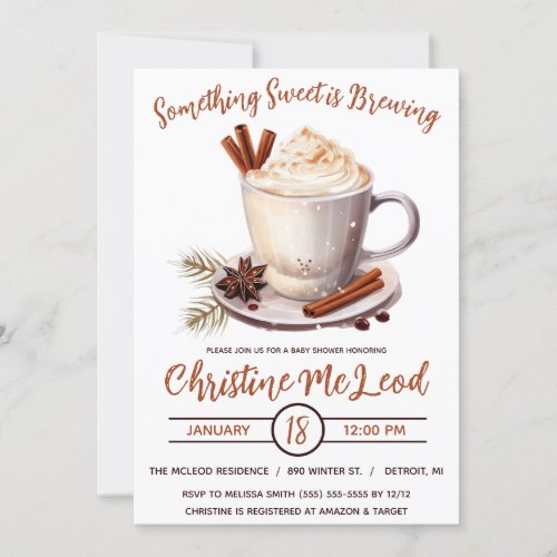 Something Sweet is Brewing Hot Cocoa Baby Shower Invitation