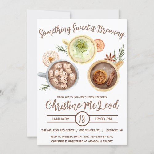 Something Sweet is Brewing Hot Cocoa Baby Shower Invitation