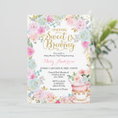  Something Sweet is Brewing Tea Party Baby Shower  Invitation (Standing Front)