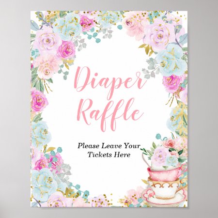 Something Sweet Is Brewing Tea Party Diaper Raffle Poster