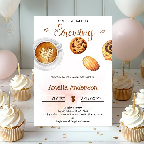 Something Sweet is Brewing Watercolor Baby Shower Invitation