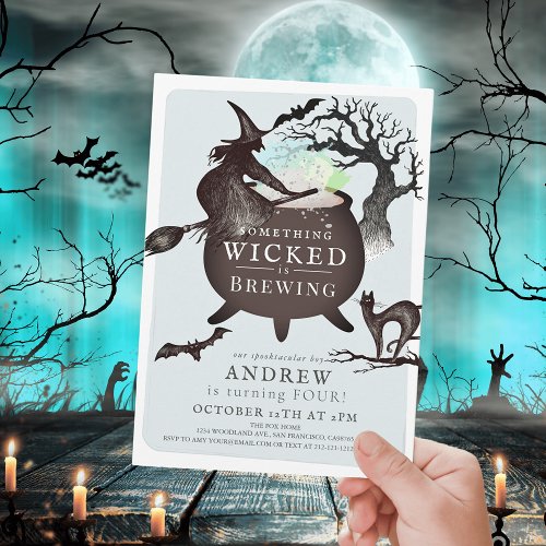 Something Wicked Brewing Halloween Bl Birthday Invitation