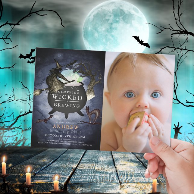 Something Wicked Brewing Halloween NT 1st Birthday Invitation (Creator Uploaded)