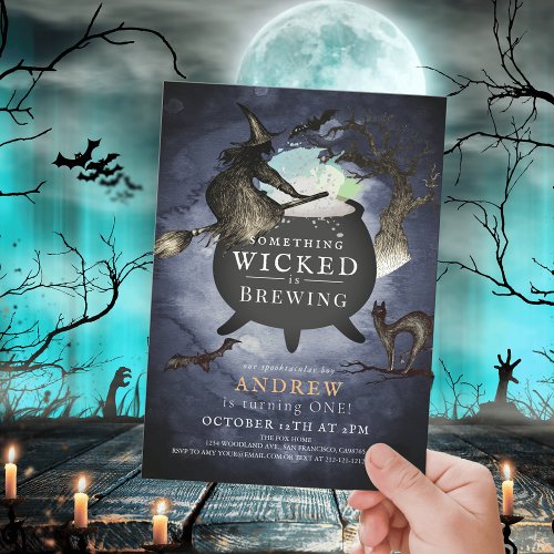 Something Wicked Brewing Halloween NT 1st Birthday Invitation