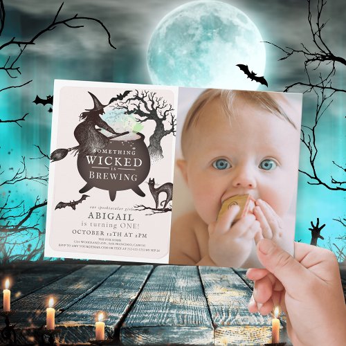 Something Wicked Brewing Halloween Pk 1st Birthday Invitation