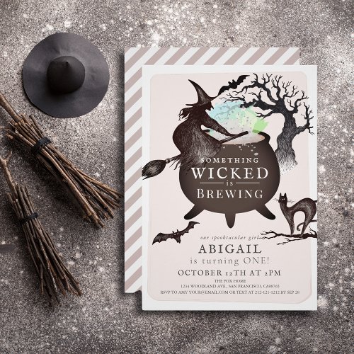 Something Wicked Brewing Halloween Pk 1st Birthday Invitation