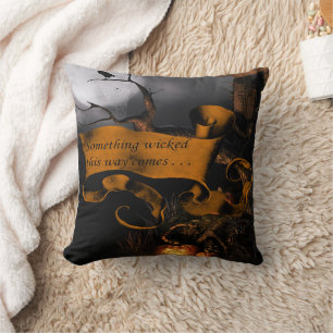 Something Wicked Creepy Halloween Throw Pillow