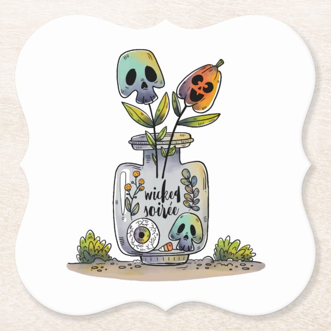 Something Wicked Halloween Party Paper Coaster (Front)