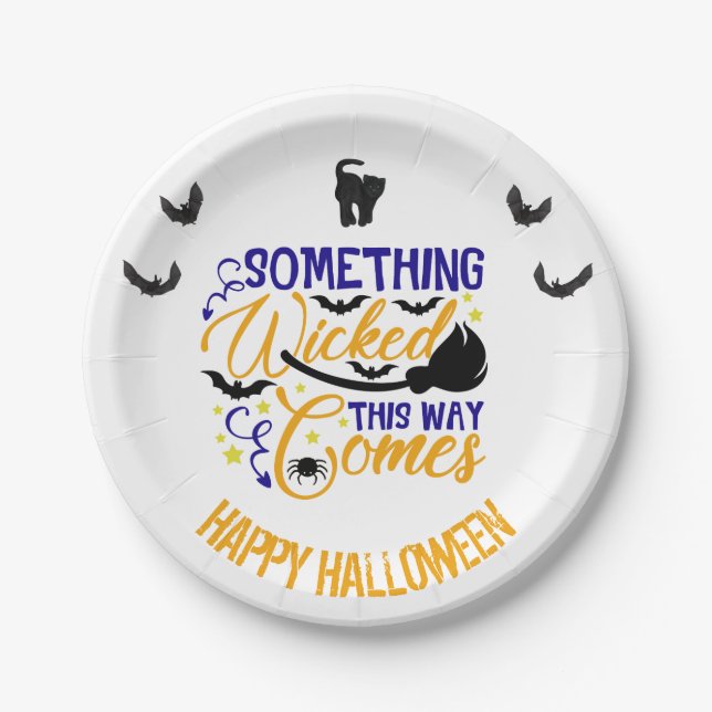 Something Wicked This Way Comes Halloween Paper Plates (Front)