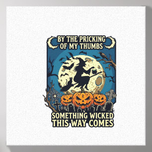 Something Wicked Way Comes Witch Halloween Pumpkin Canvas Photo Tile
