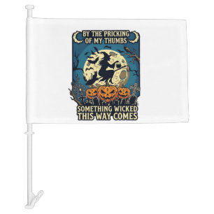 Something Wicked Way Comes Witch Halloween Pumpkin Car Flag