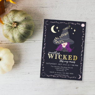 Something Wicked Witch Halloween Party Foil Invitation