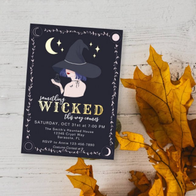 Something Wicked Witch Halloween Party Foil Invitation (Wicked Witch Halloween Party Invite)